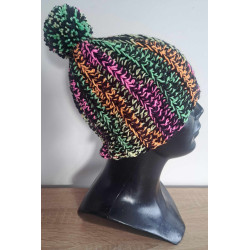 Czapka HORUS - Kolorowe Pasy z pomponem