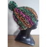 Czapka HORUS - Kolorowe Pasy z pomponem